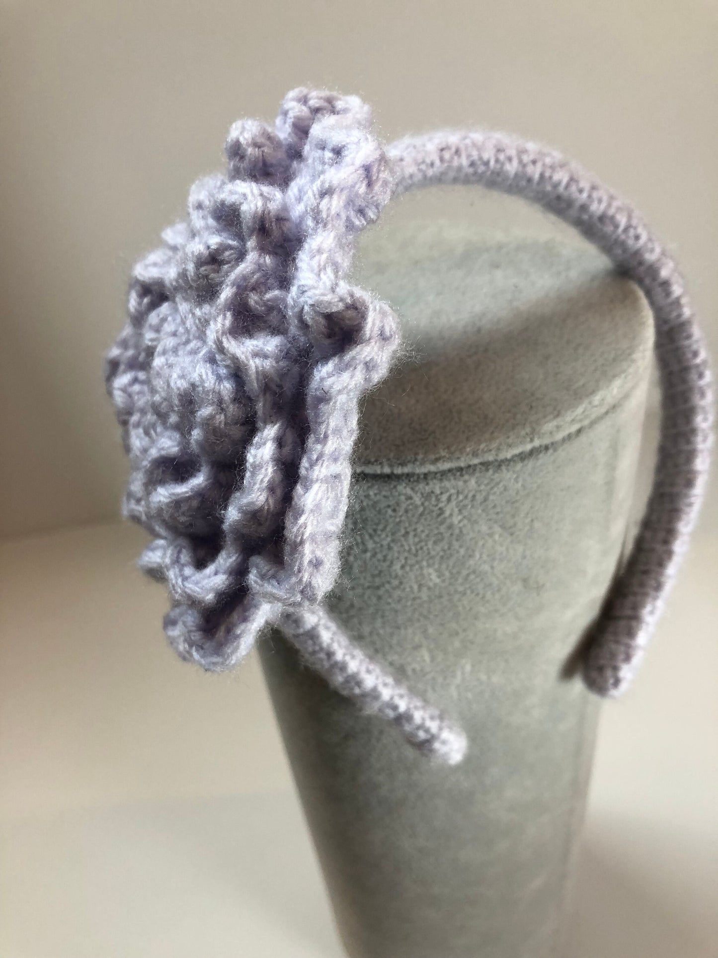 Lavender Flower Headband - Handmade Crochet Wearable Art