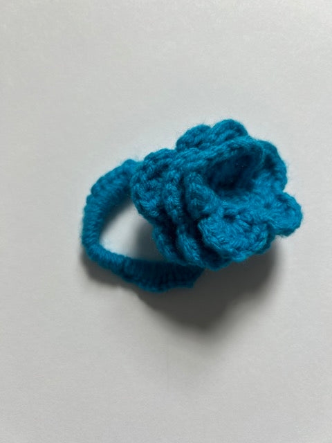 Blue Rose Crochet Scrunchie