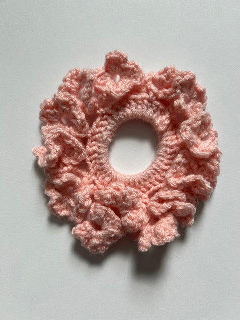 Pink Crochet Scrunchie