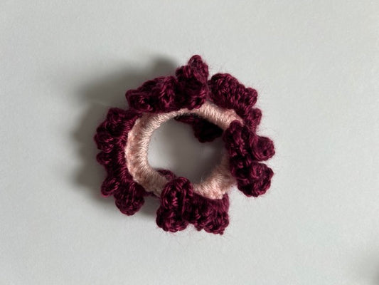 Pink Kiss Crochet Scrunchie