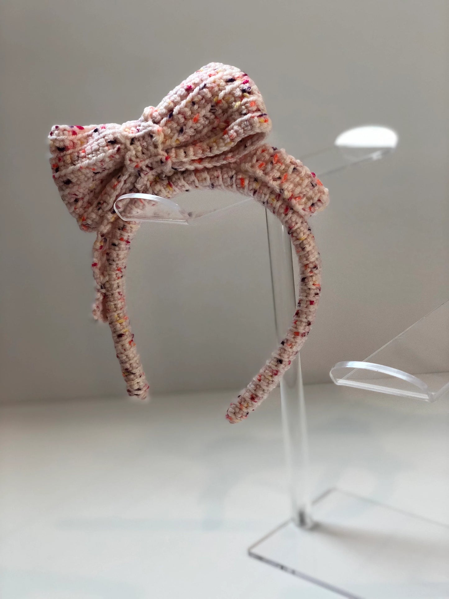 Jumbo Bow Confetti Headband for Girls- Handmade Crochet Wearable Art