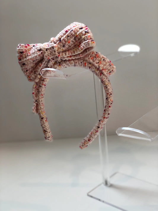 Jumbo Bow Confetti Headband for Girls- Handmade Crochet Wearable Art